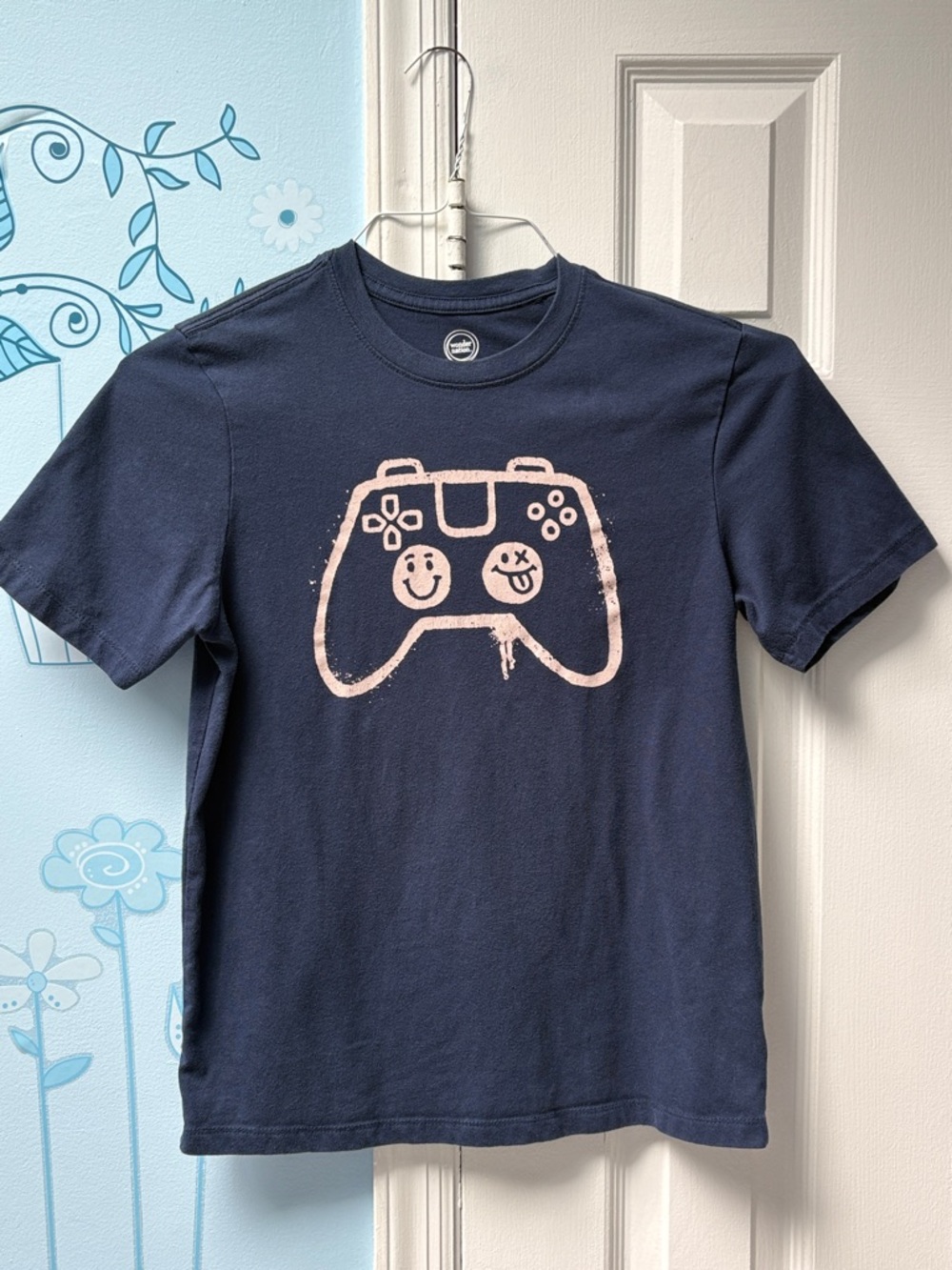 Wonder Nation Navy T-Shirt with Cream Game Controller Graphic Kids XL ( 14-16) !